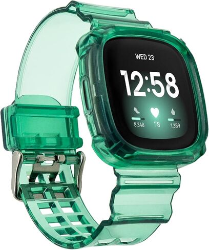 Band Compatible with Fitbit Versa 4,Versa 3,Sense for Women Men, Clear Bumper Protective Case Replacement Wristbands Band Accessories Straps for Fitbit Sense & Versa 3 & Versa 4 & Sense 2 in Saudi Arabia