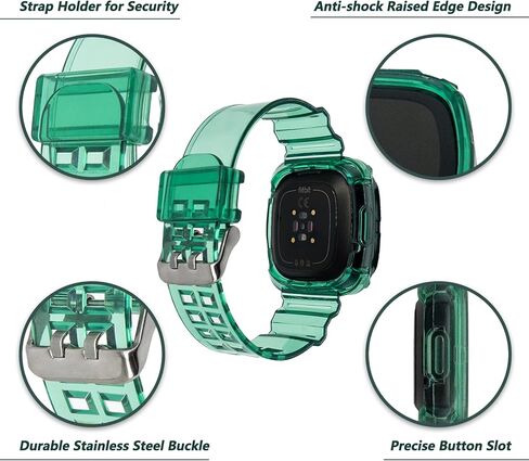 Band Compatible with Fitbit Versa 4,Versa 3,Sense for Women Men, Clear Bumper Protective Case Replacement Wristbands Band Accessories Straps for Fitbit Sense & Versa 3 & Versa 4 & Sense 2 in Saudi Arabia