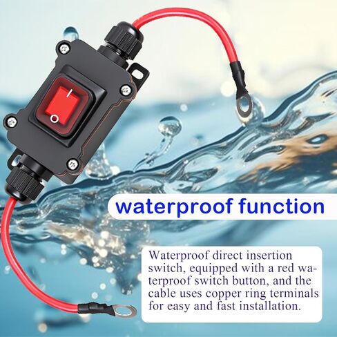 مفتاح مضمّن DC 12V، 12V-24V IP67 DPST 25A Ocn/Off مع كابل SAE، مفتاح مضمن عالي التحمل 12V لمفاتيح التبديل الصناعية، ATV، الأجهزة الخارجية للسيارات والدراجات النارية in Kuwait