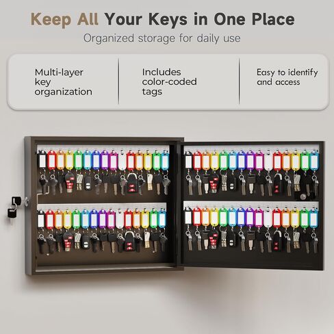 WeHere 30-Keys Key Lock Box, Key Cabinet with Key Management App (Track Key Borrow/Return), Security Key Holder Wall Mount Lockbox for Home, Garage, Car Key Storage for School, Small Office, Hotels in Kuwait