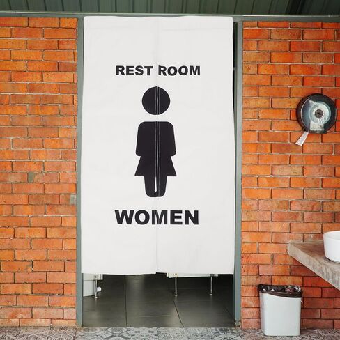 Toilet Door Curtain for Public Restroom, No-Punch Hanging Privacy Curtain, Creative Partition Panel 70x120cm, Suitable for Mall and Office Bathroom Doorways in Saudi Arabia