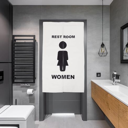 Toilet Door Curtain for Public Restroom, No-Punch Hanging Privacy Curtain, Creative Partition Panel 70x120cm, Suitable for Mall and Office Bathroom Doorways in Saudi Arabia