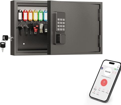 WeHere 30-Keys Key Lock Box, Key Cabinet with Key Management App (Track Key Borrow/Return), Security Key Holder Wall Mount Lockbox for Home, Garage, Car Key Storage for School, Small Office, Hotels in Saudi Arabia