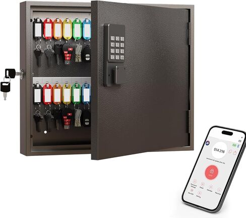 WeHere 30-Keys Key Lock Box, Key Cabinet with Key Management App (Track Key Borrow/Return), Security Key Holder Wall Mount Lockbox for Home, Garage, Car Key Storage for School, Small Office, Hotels in Kuwait