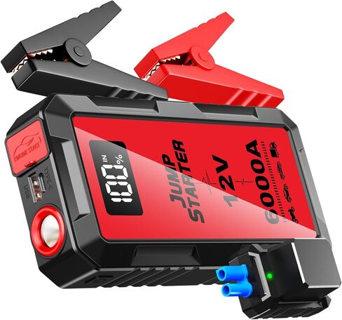 8000A Car Jump Starter، حزمة بطارية 12V Jump Starter (جميع الغازات، ما يصل إلى 10.0L محرك ديزل) كابلات القفز صندوق القفز الليثيوم المحمول، مخرج USB وإضاءة LED (أحمر) in Saudi Arabia