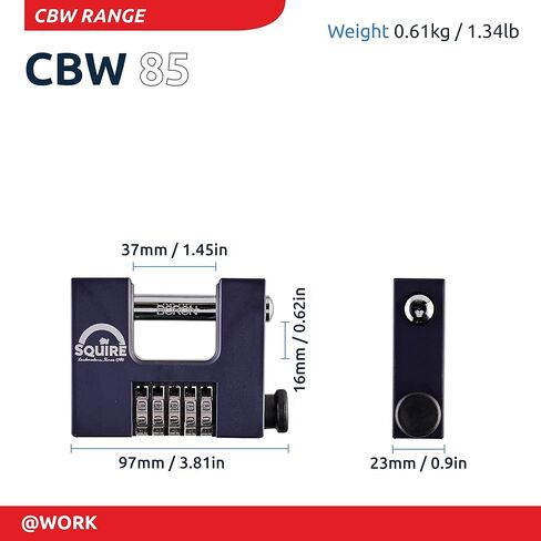 قفل Squire شديد التحمل (CBW85) - مجموعة من 5 عجلات - سبائك فولاذية لمقاومة التآكل - مثالي للبوابات والجراجات والحظائر الكبيرة (أزرق، 85 مم) in Kuwait