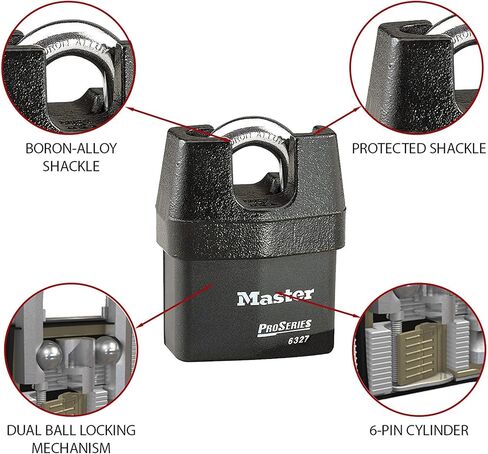 قفل MASTER LOCK شديد التحمل مقاوم للطقس [معتمد من التأمين CEN] [قيد مغلق] [مفتاح] [خارجي] 6327EURDCC - للنقل والتطبيقات الصناعية in Kuwait