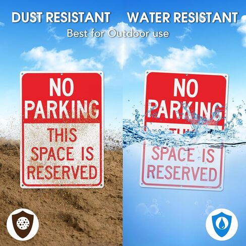 T&R Large No Parking Sign This Space Is Reserved - 14 x 10 Inches Rust Free .040 Aluminum Reflective - UV Protected, Waterproof and Fade Resistant - 6 Pre-drilled Holes in Saudi Arabia