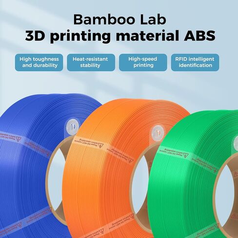Bamboo ABS Refill Filament 1.75mm 1 KG (2.2lbs) with RFID for Bambu Lab A1/X1/P1 Series 3D Printers,Easy to Print, 3D Printing Filament,No Spool, +/- 0.03mm (Black 40101) in Saudi Arabia