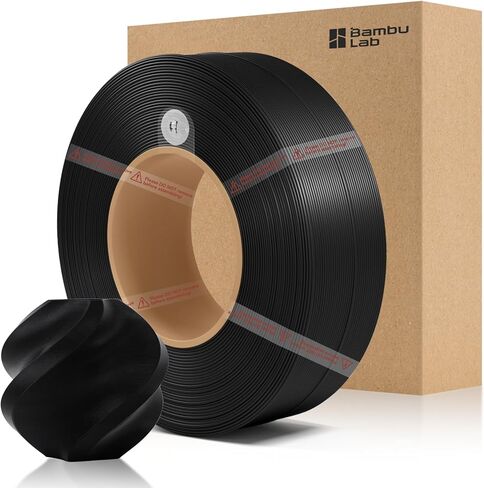 Bamboo ABS Refill Filament 1.75mm 1 KG (2.2lbs) with RFID for Bambu Lab A1/X1/P1 Series 3D Printers,Easy to Print, 3D Printing Filament,No Spool, +/- 0.03mm (Black 40101) in Saudi Arabia