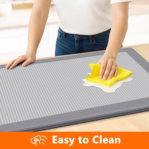 Kitchen Mats, 2PCS Kitchen Rugs for Floor, Cushioned Anti-Fatigue Mats for Kitchen Floor, Non-Slip Standing Desk Mat for Sink, Home, Laundry & Office, 17.3"x30"+17.3"x47" (Grey) in Saudi Arabia
