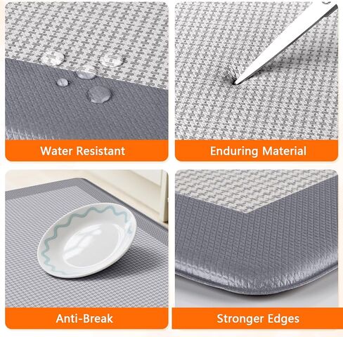 Kitchen Mats, 2PCS Kitchen Rugs for Floor, Cushioned Anti-Fatigue Mats for Kitchen Floor, Non-Slip Standing Desk Mat for Sink, Home, Laundry & Office, 17.3"x30"+17.3"x47" (Grey) in Saudi Arabia