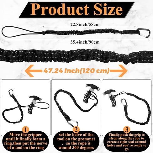 QTLCOHD 10 Pack Retractable Tool Lanyard with Single Metal Buckle and Adjustable Loop End - Standard Length 22 lb Shock Cord Stopper Tether with Aluminum Screw Lock, Black in Saudi Arabia