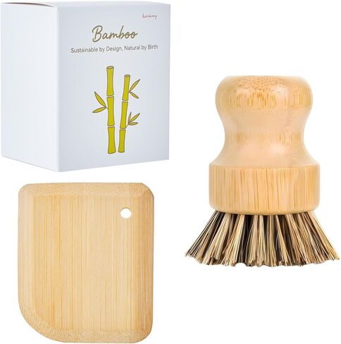 Bamboo Cast Iron Brush, Bamboo Pot Scraper, Kitchen Cleaning Tools for Cast Iron Skillets, Cookware, Dishes, Pans and Pots in Saudi Arabia