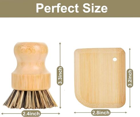 Bamboo Cast Iron Brush, Bamboo Pot Scraper, Kitchen Cleaning Tools for Cast Iron Skillets, Cookware, Dishes, Pans and Pots in Saudi Arabia