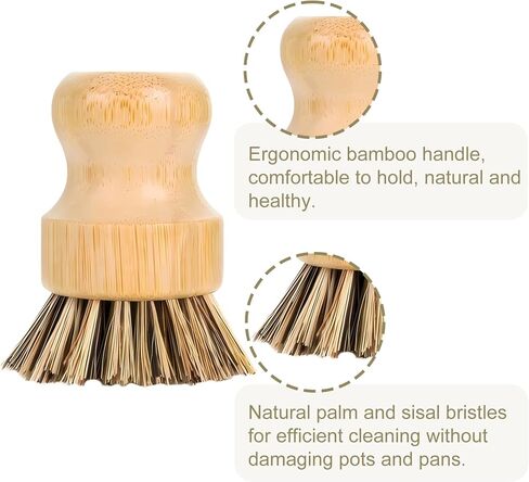 Bamboo Cast Iron Brush, Bamboo Pot Scraper, Kitchen Cleaning Tools for Cast Iron Skillets, Cookware, Dishes, Pans and Pots in Saudi Arabia