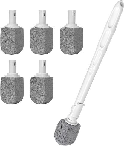 Upgrade Pumice Stone Toilet Bowl Cleaner,Bathroom Cleaner Brush Toilet Wand Refills with 30CM Long Handle for Remove Hard Water Stains with 1 Wand+ Pumice Stones (5 Pack) in Saudi Arabia