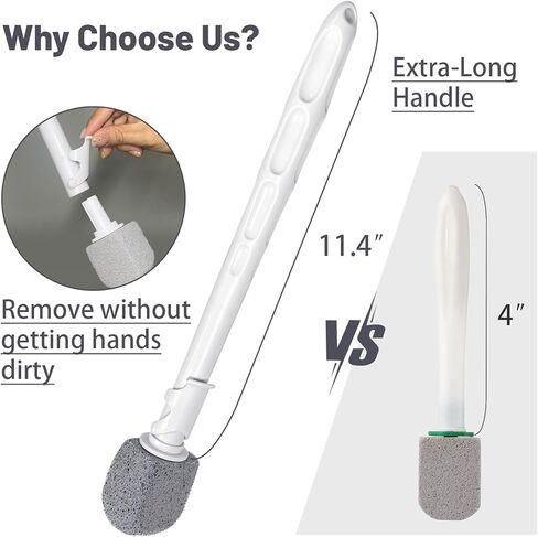 Upgrade Pumice Stone Toilet Bowl Cleaner,Bathroom Cleaner Brush Toilet Wand Refills with 30CM Long Handle for Remove Hard Water Stains with 1 Wand+ Pumice Stones (5 Pack) in Saudi Arabia