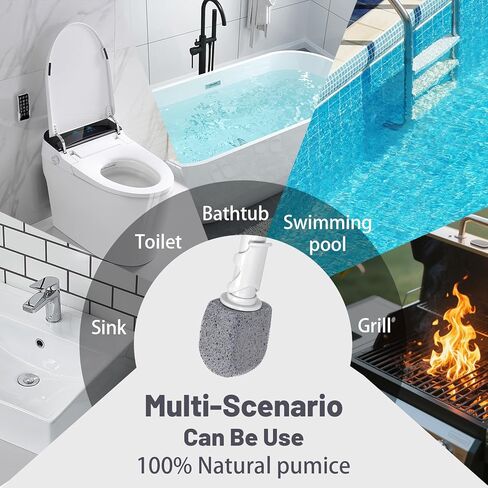 Upgrade Pumice Stone Toilet Bowl Cleaner,Bathroom Cleaner Brush Toilet Wand Refills with 30CM Long Handle for Remove Hard Water Stains with 1 Wand+ Pumice Stones (5 Pack) in Saudi Arabia