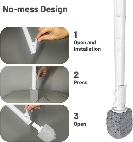 Upgrade Pumice Stone Toilet Bowl Cleaner,Bathroom Cleaner Brush Toilet Wand Refills with 30CM Long Handle for Remove Hard Water Stains with 1 Wand+ Pumice Stones (5 Pack) in Saudi Arabia