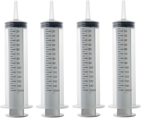 150ml Large Plastic Syringe Catheter Tip – Individually Sealed Big Syringe for Liquid, Paint, Epoxy Resin, Oil, Watering Plants, Jello Shots, Oral Feeding (Pack of 4) in Saudi Arabia