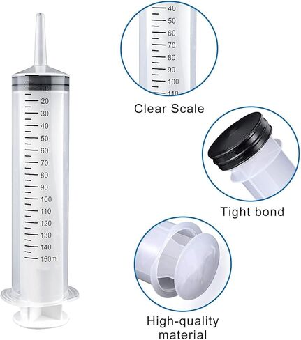 150ml Large Plastic Syringe Catheter Tip – Individually Sealed Big Syringe for Liquid, Paint, Epoxy Resin, Oil, Watering Plants, Jello Shots, Oral Feeding (Pack of 4) in Saudi Arabia