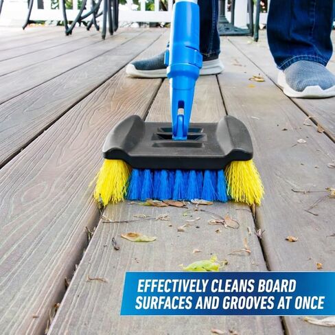 Unger Professional Lock-On Wood & Composite Deck Brush with EZ Extend Pro Telescopic Pole for Outdoor Decks with Durable Dual-Bristle, Swivel Deck Cleaning Brush, Adjustable 5 FT Pole Extends Reach in Saudi Arabia