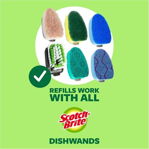 Scotch Brite Dishwand Kit, 3M Dishwand and 7 Scotch Brite Dishwand Refills, Heavy Duty Dish Sponge with Handle, Dish Scrubber with Handle Includes Dishwashing Gloves in Saudi Arabia