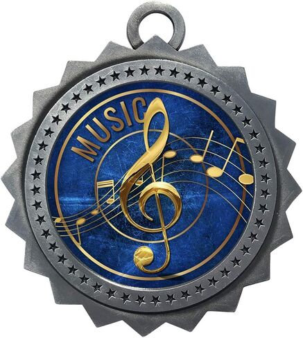 10 PK of Music Silver Medals Trophy Award with Neck Ribbons D03-EG42 in Saudi Arabia