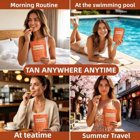 Skin Tanning Gummies | Fast-Acting Sunless Tanning for Women, Glowing Hydrated Skin with Natural Bronze Glow, Non-GMO, Sugar-Free, 60 Count in Saudi Arabia