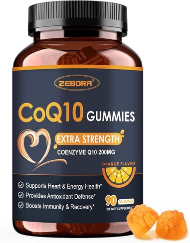 ZEBORA CoQ10 200mg Gummies, Coenzyme Q10 for Heart & Immune Health Support, Powerful Antioxidant, Boosts Energy, Natural Orange Flavor, Non-GMO, 90 Gummies in Saudi Arabia