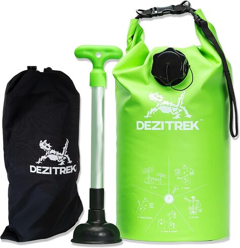 Dezitrek Gear All in One Hand Wash Bag and Plunger Set - Off Mesh Washer Machine Non-Electric Luggage for Camping Travel | صديقة للبيئة المحمولة يدوية الغسيل لغسيل RV's (Medium) أخضر in Saudi Arabia