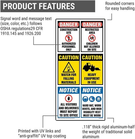 Site Board Construction Sign, 22.5" x 46" Aluminum with Rounded Corners for Indoor/Outdoor Use, OSHA Complaint, J. J. Keller & Associates, Inc. in Saudi Arabia