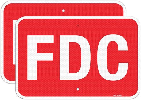 T&R Large FDC Sign Fire Department Connection Sign, 18" x 12" Engineer Grade Reflective Sheeting, Rust Free Aluminum, Weather Resistant, Waterproof, Fade Resistant, 2 Pre-drilled Holes(Red) in Saudi Arabia