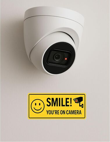 20Pcs Smile You're On Camera Sign Sticker - 10pcs(9"x4") + 10pcs(4"x2") Smile You're On Camera Sticker – Vibrant & Long-Lasting Colors Caution Warning Vinyl Stickers in Saudi Arabia