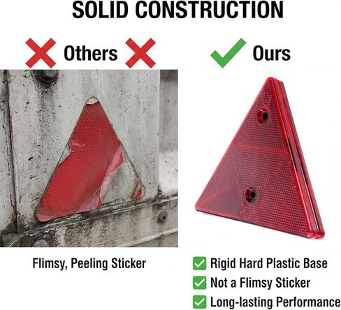 2 Pack Safety Reflector Warning Sign, 6"x6" Slow Moving Vehicle Triangle Safety Sign, Engineering Road Grade Reflective for Outdoor Truck, Car, Golf Cart in Saudi Arabia