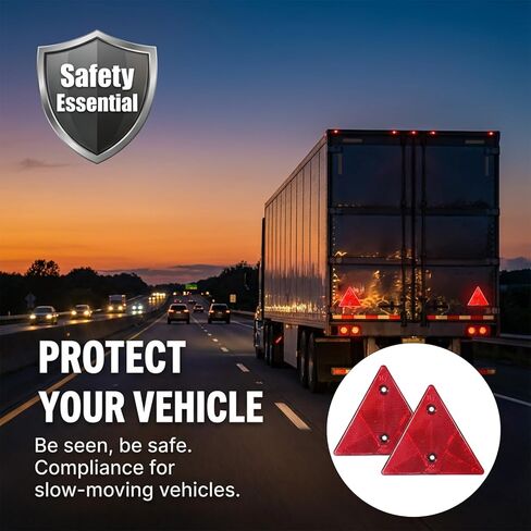 2 Pack Safety Reflector Warning Sign, 6"x6" Slow Moving Vehicle Triangle Safety Sign, Engineering Road Grade Reflective for Outdoor Truck, Car, Golf Cart in Saudi Arabia