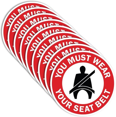 | (9 Pcs) You Must Wear Your Seatbelt Stickers – 2" – Strong Adhesive, Durable, Weatherproof Caution Warning Safety Sign. Perfect Car Truck Taxi Sticker in Saudi Arabia