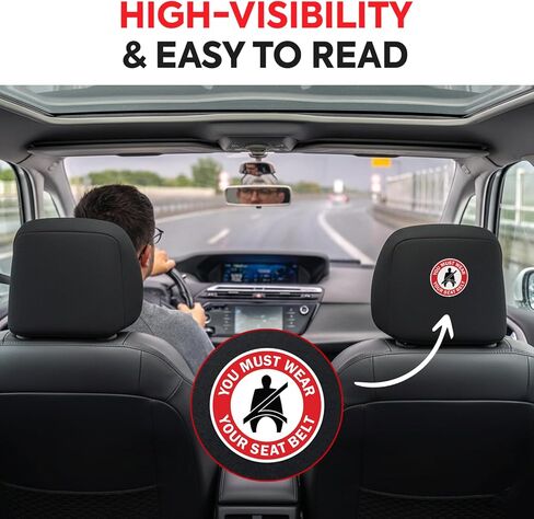 | (9 Pcs) You Must Wear Your Seatbelt Stickers – 2" – Strong Adhesive, Durable, Weatherproof Caution Warning Safety Sign. Perfect Car Truck Taxi Sticker in Saudi Arabia