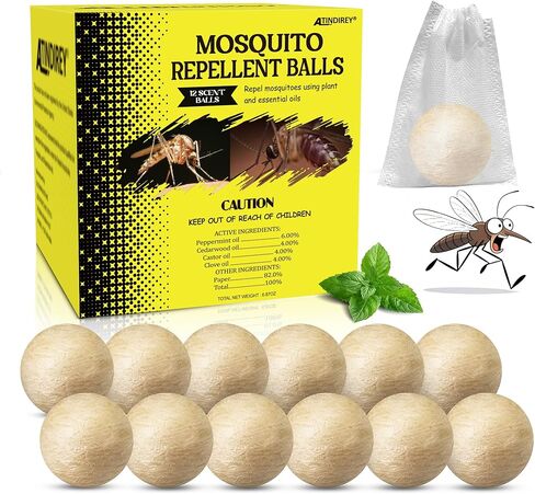 Mosquito Repellent Balls 12 PCS, Outdoor, Indoor, Travel Size | 30-Day Protection, Non-Toxic & Plant-Based | Safe for Kids, Pets | Patio, Camping, Yard Defense in Saudi Arabia