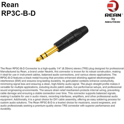 WBC-VALUELINE-2CS (22 AWG) - 2 Units - 6 Foot - Low-Capacitance Shielded Balanced Flexible Interconnect Cables with Neutrik-Rean ¼ Inch (6.35mm) Gold Straight TRS Stereo Phone Plugs in Saudi Arabia