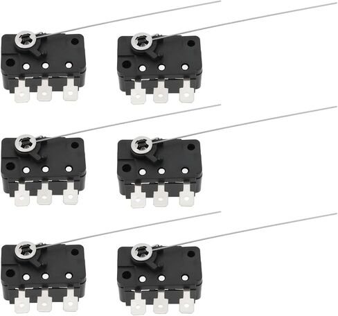6Pcs 125/250V AC 5A Micro Switch with 3Pin Switching Wire Micro Button Micro Switch Wire for Coin Acceptors Coin Tester Machines in Saudi Arabia
