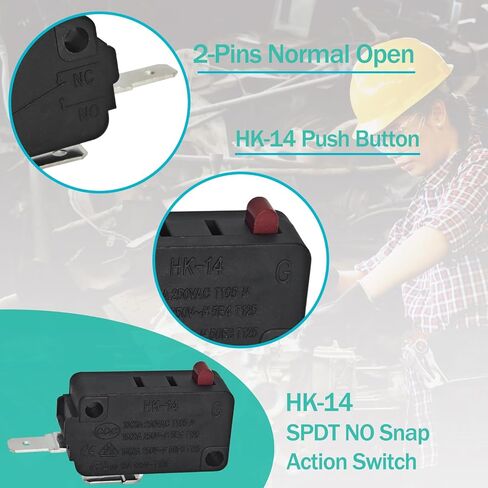 HK-14 NO Micro Switch (عبوة من 4) - 20A 250VAC SPST مفتاح المكبس المفتوح عادة - متوافق مع Honeywell V7-1S37D13 - أمان الباب والتحكم في الحد in Saudi Arabia