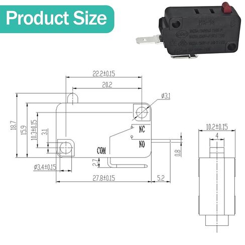 HK-14 NO Micro Switch (عبوة من 4) - 20A 250VAC SPST مفتاح المكبس المفتوح عادة - متوافق مع Honeywell V7-1S37D13 - أمان الباب والتحكم في الحد in Saudi Arabia