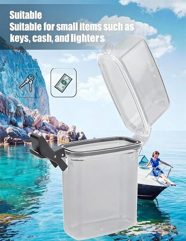 Waterproof Floating Dry Box for Kayaking Transparent Watertight Case with Carabiner Hook Small Dry Box for Keys & Essentials (Grey) in Saudi Arabia