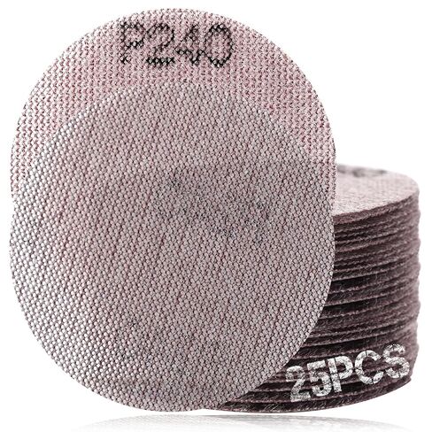 3-Inch 240 Grit Mesh Abrasive Dust Free Sanding Discs, Virtually Dust-Free, Box of 25 Discs, Sanding Discs Hook and Loop for Metal, Wood, Composites, Stock Removal, and Fine Finishing in Saudi Arabia