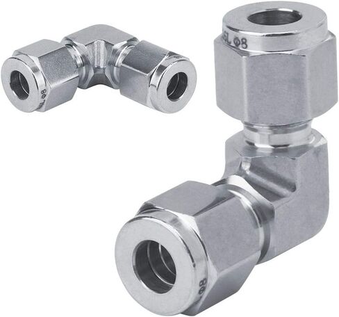 316 Stainless Steel Tube Connector for High Pressure Water Pipe Systems - 8 mm Elbow Nut Fittings for Fluid Control - Quick Connection Design Compatible with Water Oil and Gas in Saudi Arabia