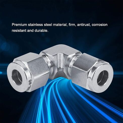 316 Stainless Steel Tube Connector for High Pressure Water Pipe Systems - 8 mm Elbow Nut Fittings for Fluid Control - Quick Connection Design Compatible with Water Oil and Gas in Saudi Arabia
