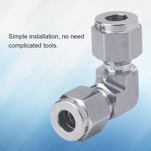 316 Stainless Steel Tube Connector for High Pressure Water Pipe Systems - 8 mm Elbow Nut Fittings for Fluid Control - Quick Connection Design Compatible with Water Oil and Gas in Saudi Arabia