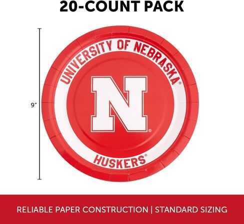 Desert Cactus University of Nebraska Paper Plates UNL Cornhuskers 20 Count 9 inch Round Plates for Tailgates, Parties, Graduation and Events (Design A) in Saudi Arabia